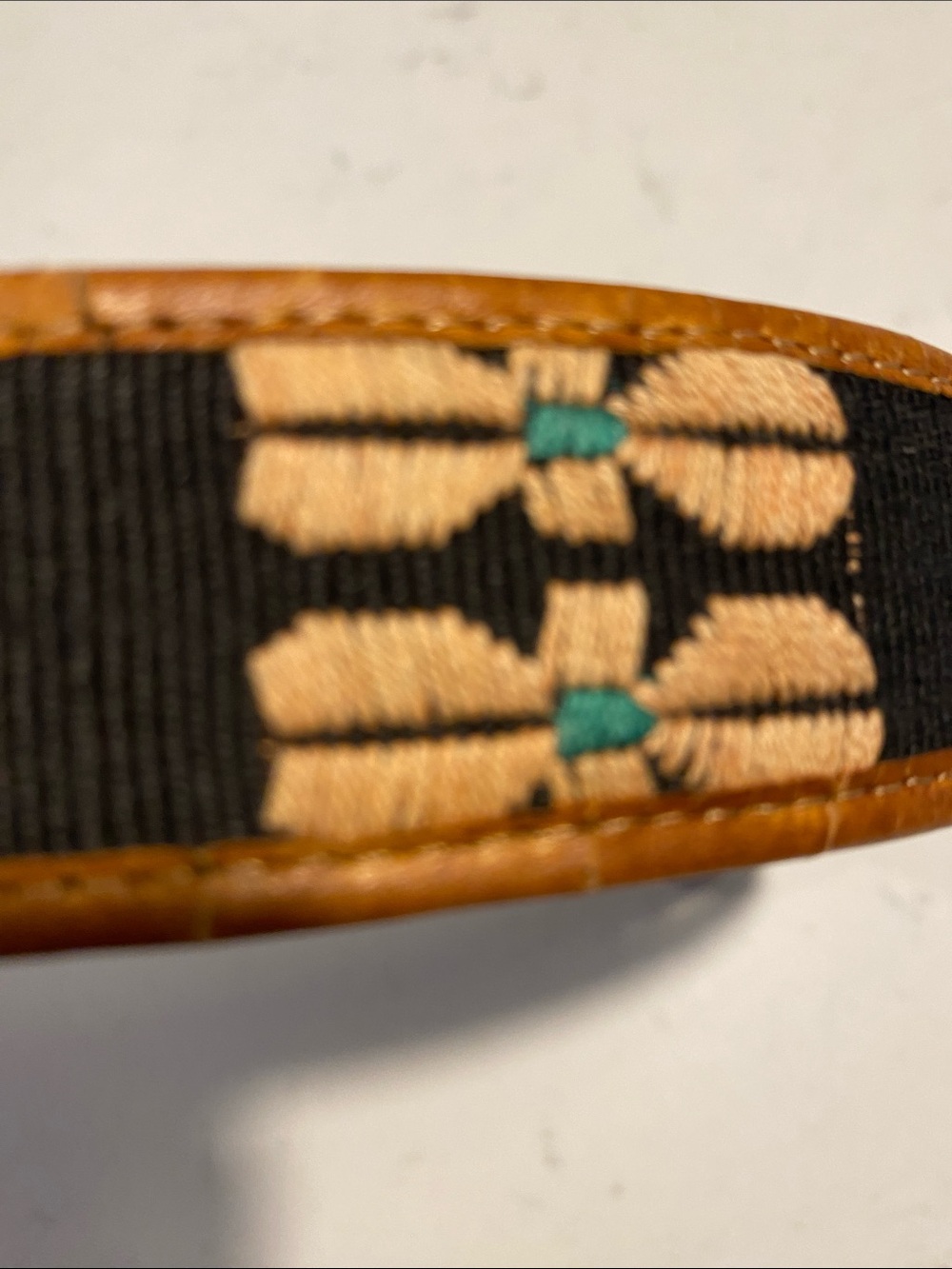 Vintage Brown belt. Sewn in accents. Unique Fits S/M - Picture 5 of 7